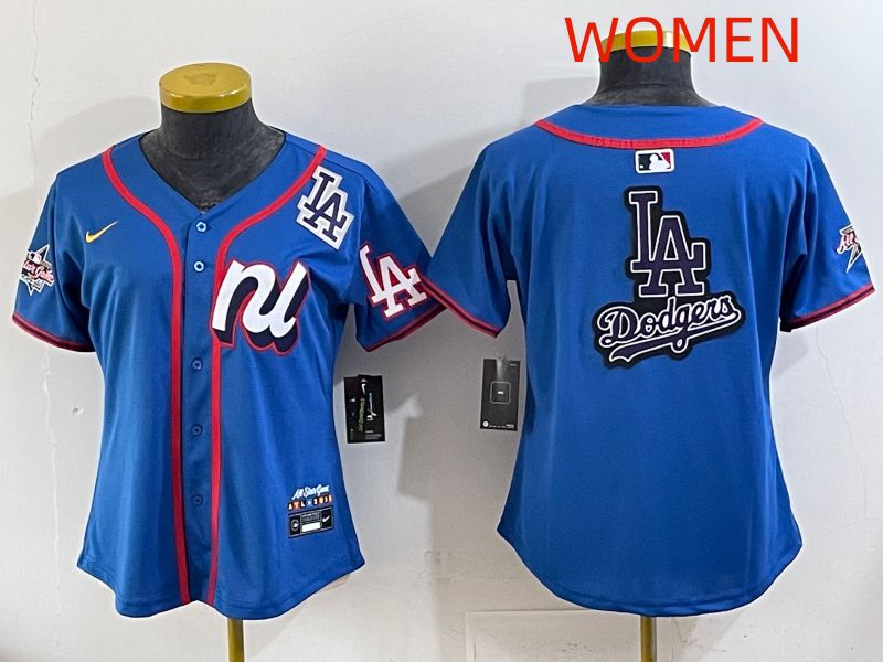 Women 2025 Los Angeles Dodgers Blank Blue All star Nike MLB Jersey style 06->women mlb jersey->Women Jersey
